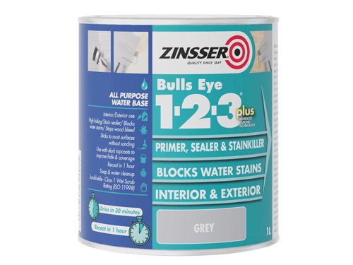 Zinsser Bulls Eye® 1-2-3 Plus Primer, Sealer & Stain Killer Grey 1 litre