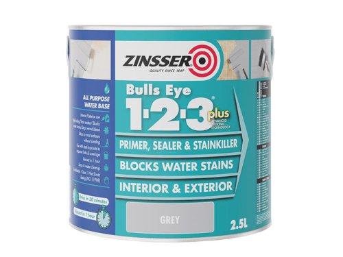 Zinsser Bulls Eye® 1-2-3 Plus Primer, Sealer & Stain Killer Grey 2.5 litre