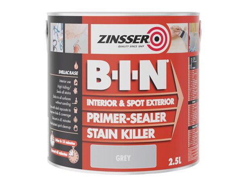 Zinsser B.I.N® Primer, Sealer & Stain Killer Paint Grey 2.5 litre