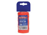 Faithfull Hi-Vis Nylon Brick Line 100m (330ft) Orange