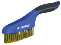 Faithfull Scratch Brush Soft Grip 4 x 16 Row Brass