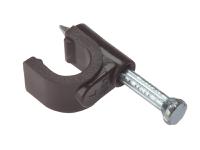 ForgeFix Cable Clip Round Coax Brown 6-7mm Box 100