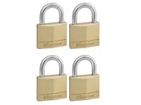 Master Lock Solid Brass 40mm Padlock 4-Pin - Keyed Alike x 4
