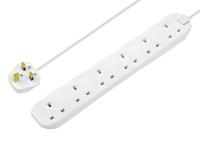 Masterplug Extension Lead 240V 6-Gang 13A White 2m