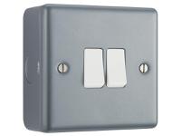 Masterplug Metal Clad 2-Gang 2-Way Light Switch