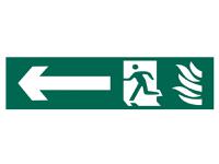 Scan Running Man Arrow Left - PVC Sign 200 x 50mm