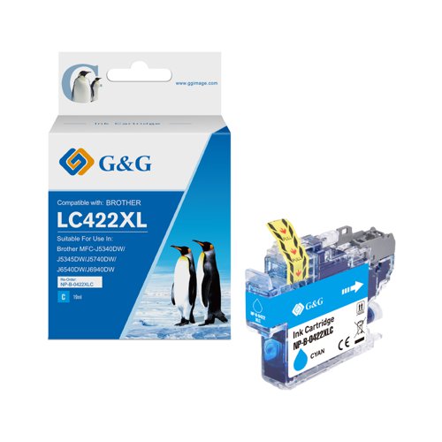 Compatible Brother LC422XLC Cyan Ink Tank Cartridge 1500 Page Yield 