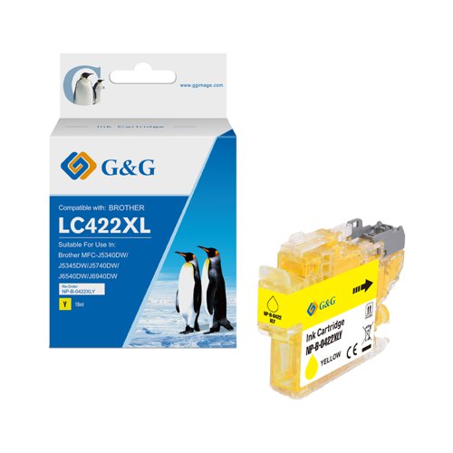Compatible Brother LC422XLY Yellow Ink Tank Cartridge 1500 Page Yield 
