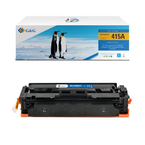 Compatible HP 415A New Chip W2031A Cyan Toner 2100 Page Yield
