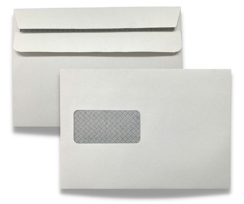 162 x 229mm 100gsm White Recycled Laser Guaranteed Window Wallet Self Seal Envelopes 500 Pack