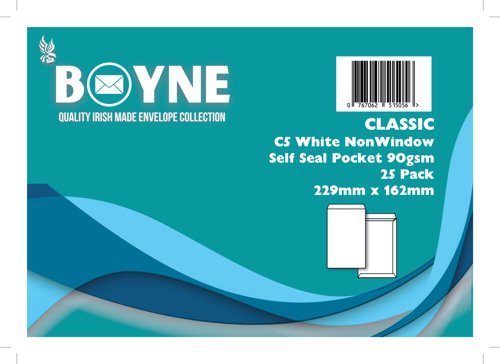 Trimfold Envelopes Boyne C5 229x162mm 90gsm White Pocket Non Window Retail Pack (20 x 25's) Self Seal