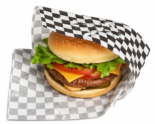 Gingham Black Printed 2-Open Sided Burger Bag 175x162x55mm Pack 1000