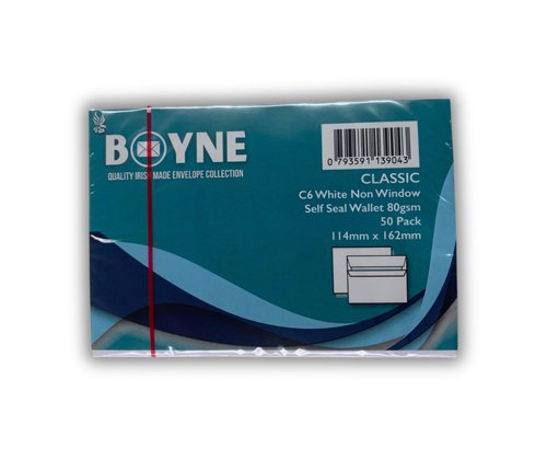 Trimfold Envelopes Boyne Merlin C6 114x162mm White 80gsm Self Seal Envelopes Pack 50's Retail Pack