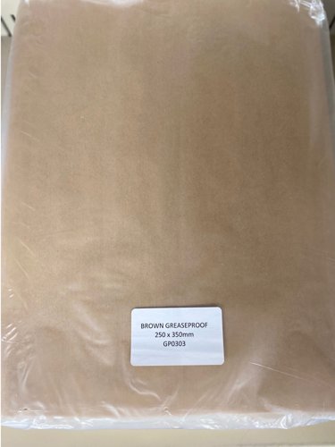 Brown Greaseproof Paper Sheets 250x350x45mm Pack 1000