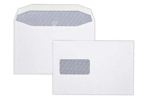 1W55LG - 162x240mm 90gsm White Window Gummed Mailing Wallet Envelopes Laser Guaranteed 500 Pack