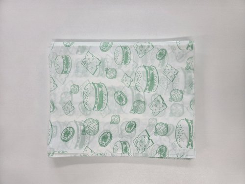Greaseproof Paper Printed Green Burger Wraps 250x320x45mm Pack 1000