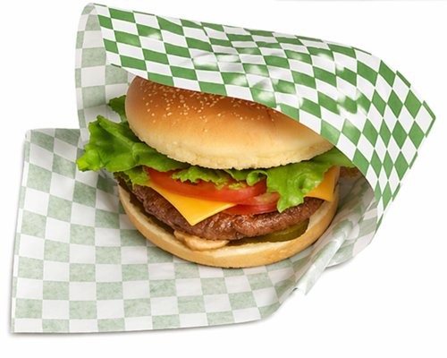 Gingham Green Printed 2-Open Sided Burger Bag 175x162x55mm Pack 1000