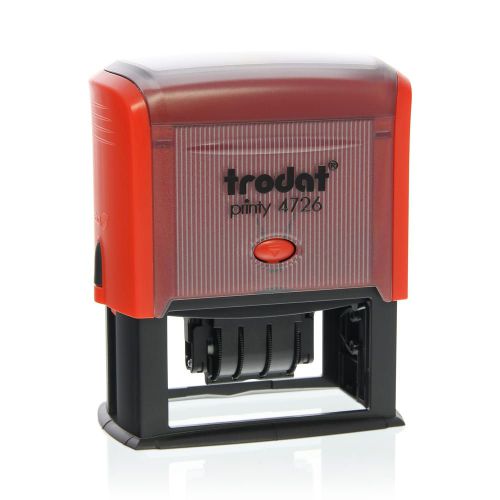 Trodat Printy 4726 Self Inking Custom Text And Date Stamp. Imprint Area 71 x 34 mm - 6 lines maximum - 3 above and 3 below date 174223
