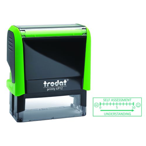 Trodat Printy 4912 Teachers Stamper Self Assessment - for the pupils to self assess their work, Imprint Area 45 x 17 mm - Green Ink