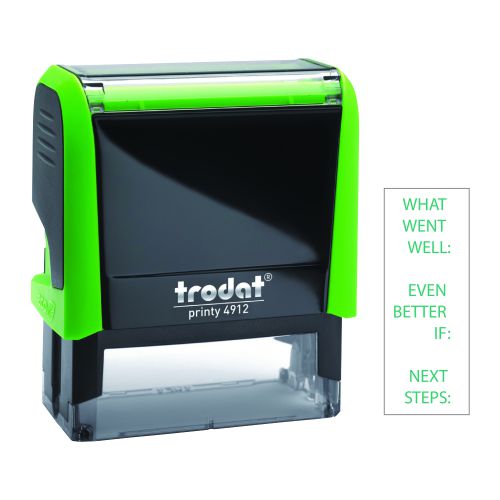 Trodat Printy 4912 Teachers Stamper for Marking - what went well/even better if/next steps, Imprint Area 45 x 17 mm - Green Ink