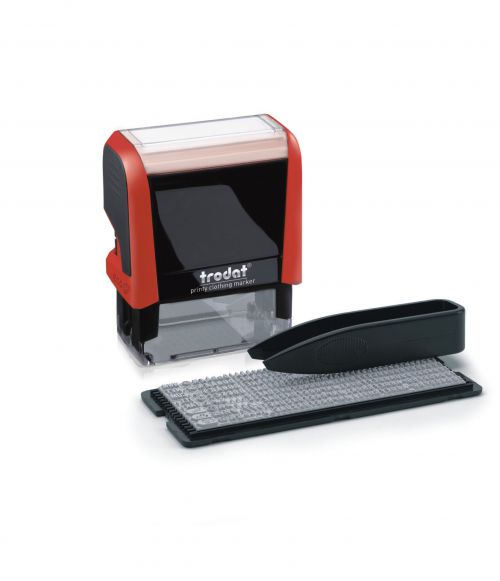 Trodat D.I.Y Clothing Marker Stamp - Perfect for school uniforms, this stamp prints 3 lines of customised text using special textile black ink.