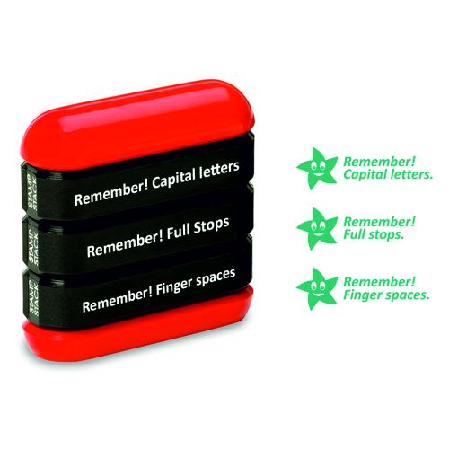 Trodat 3-in-1 Teachers' Stampstack - (Remember 1) - This stack features 3 popular classroom phrases making it a great educational tool.