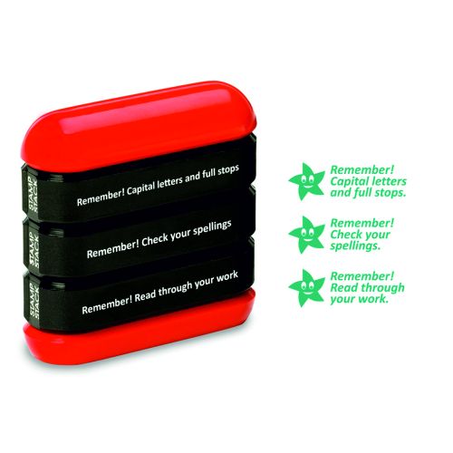 Trodat 3-in-1 Teachers' Stampstack - (Remember 2) - This stack features 3 popular classroom phrases making it a great educational tool.