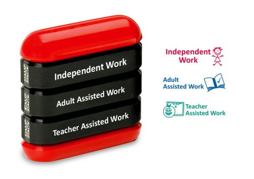 Trodat 3-in-1 Teachers' Stampstack - Work Assessment 1 (Independent Work; Adult Assisted Work; Teacher Assisted Work)