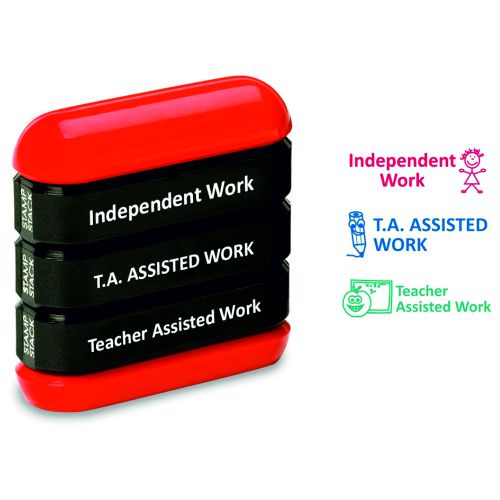 Trodat 3-in-1 Teachers' Stampstack - Work Assessment 2 (Independent Work; T.A. Assisted Work; Teacher Assisted Work)