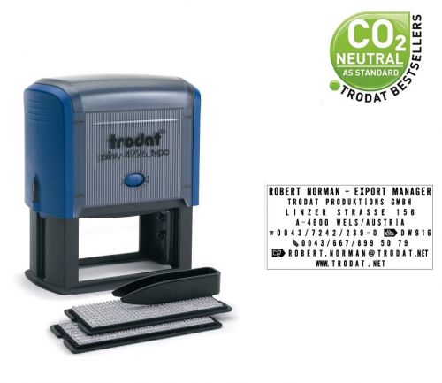 Trodat Printy Typo 4926  D.I.Y Self-inking Rubber Stamp - This stamp creates up to 8 lines of customised text, great for professional use.