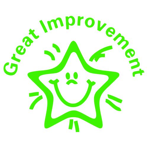 Trodat Classmates Education Stamp - Perfect for in the classroom, this self-inking stamp features the phrase 'GREAT IMPROVEMENT' and an image of a sta