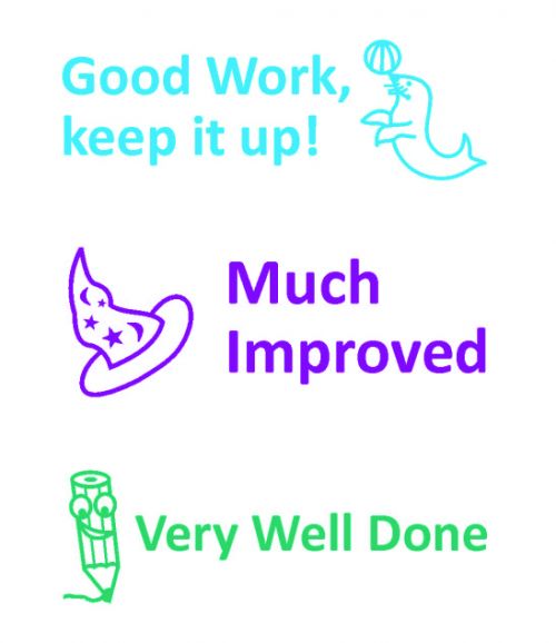 Trodat 3-in-1 Teachers' Stampstack - Work 1 (Good Work, keep it up; Much Improved; Very Well Done)