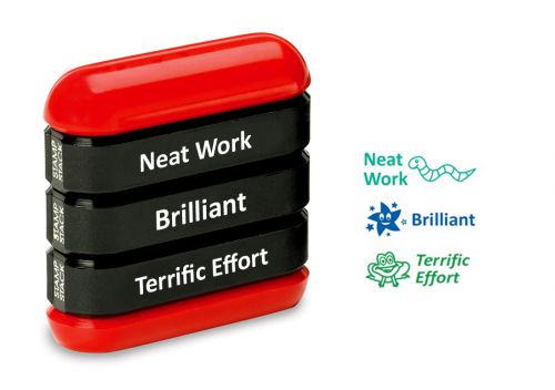 Trodat 3-in-1 Teachers' Stampstack - Achievement 1 (Neat Work; Brilliant; Terrific Effort)