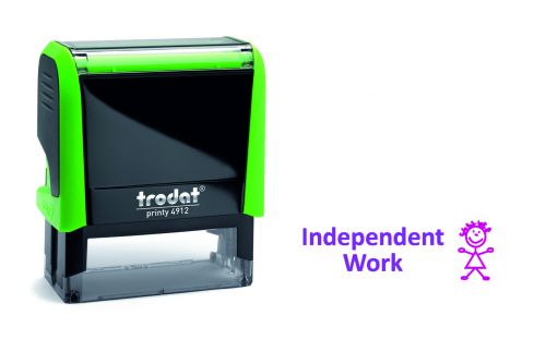Trodat Classmate Printy 4912 Self-inking Stamp - Work Assess 1A. This stamp features the phrase 'Independent Work', perfect for in the classroom.