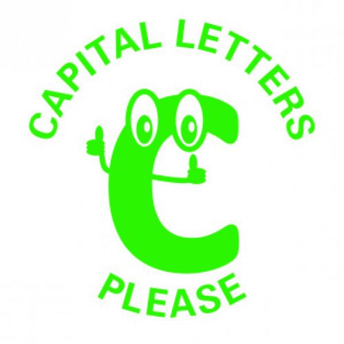 Trodat Classmates Education Stamp - Perfect for in the classroom, this self-inking stamp features the phrase 'CAPITAL LETTERS PLEASE'.
