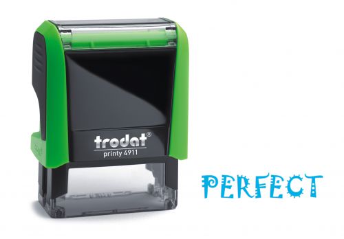 Trodat Classmate Printy 4911 Self-inking Stamp. This stamp features the phrase 'Perfect', perfect for use in the classroom.