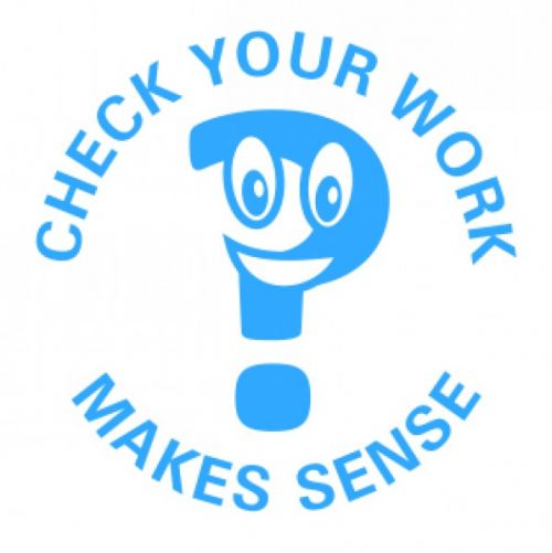 Trodat Classmates Education Stamp - Perfect for in the classroom, this self-inking stamp features the phrase 'CHECK YOUR WORK MAKES SENSE'.