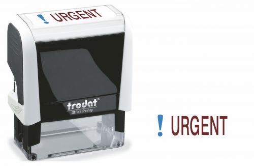Trodat Office Printy 4912 Self Inking Word Stamp URGENT 46x18mm Blue/Red Ink