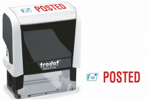 Trodat Office Printy 4912 Self Inking Word Stamp POSTED 46x18mm Blue/Red Ink - 77303