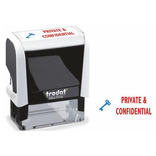 Trodat Office Printy 4912 Self Inking Word Stamp PRIVATE AND CONFIDENTIAL 46x18mm Blue/Red Ink - 77307