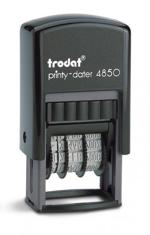 Trodat Printy 4850 Pre-Inked Custom Text & Date Stamp Size 24x4mm Red/Blue