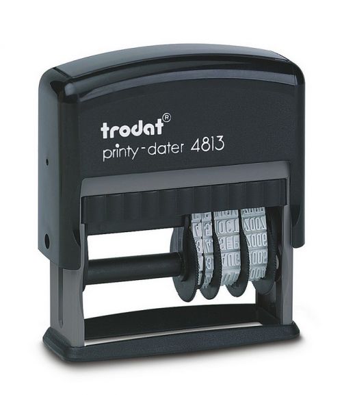 Trodat Printy 4813 Pre-Inked Custom Text & Date Stamp Size 25x8mm Black