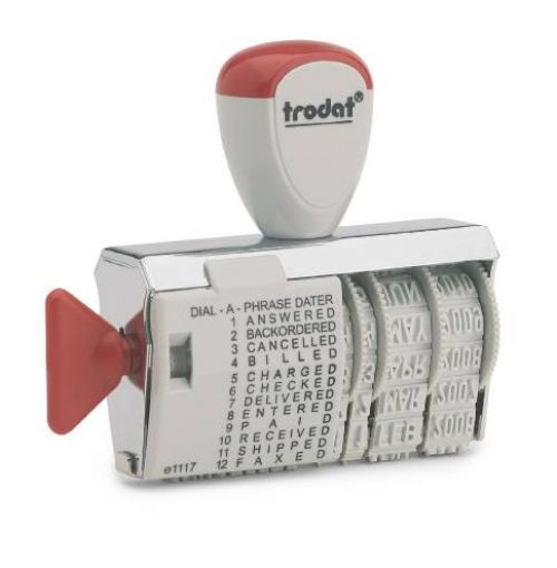 Trodat Classic Line 1117 Rubber Stamp Dial-A-Phrase Dater 4mm Characters