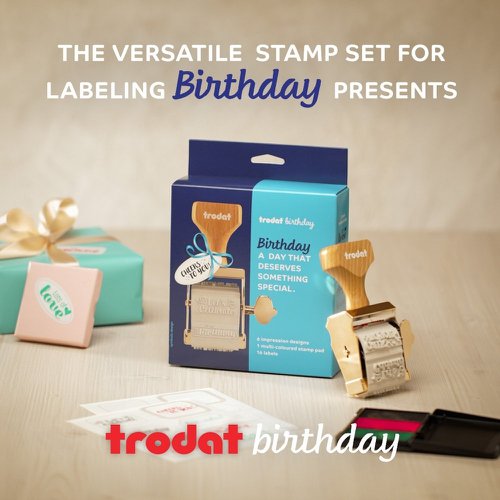 Trodat Birthday Stamp Set - Personalised Stamping for Heartfelt Birthday Gifts & Crafts