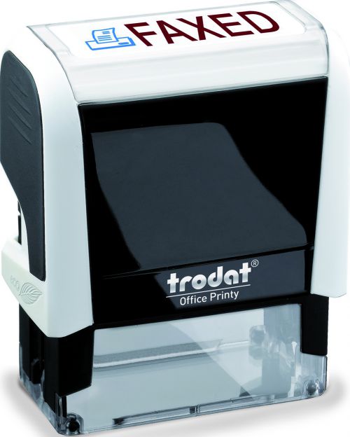 Trodat Office Printy Self Inking Text Stamp FAXED 46x18mm Red/Blue