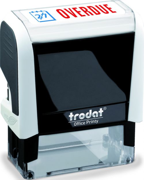 Trodat Office Printy Self Inking Text Stamp OVERDUE 46x18mm Red/Blue
