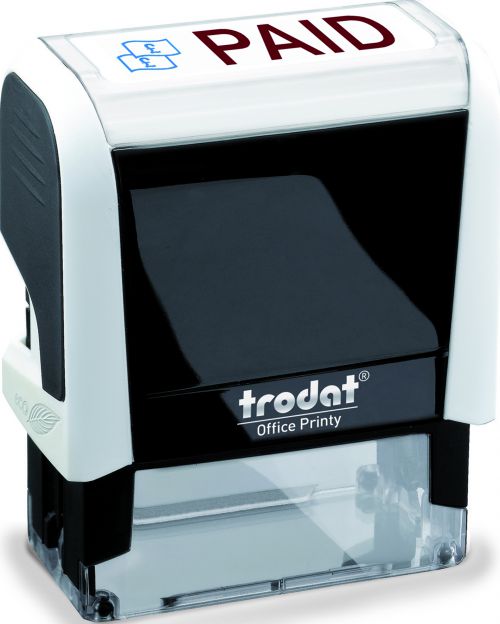 Trodat Office Printy Self Inking Text Stamp PAID 46x18mm Red/Blue