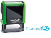 Trodat Classmate Printy 4911 Self-inking Stamp - Turtle. This stamp features the phrase 'Excellent!', perfect for use in the classroom.