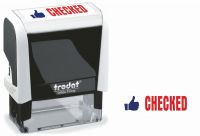 Trodat Office Printy Stamp Self-inking - Checked - 18x46mm Reinkable Red and Blue Ref 54295