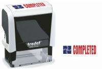 Trodat Office Printy 4912 Self Inking Word Stamp COMPLETED 46x18mm Blue/Red Ink - 77296
